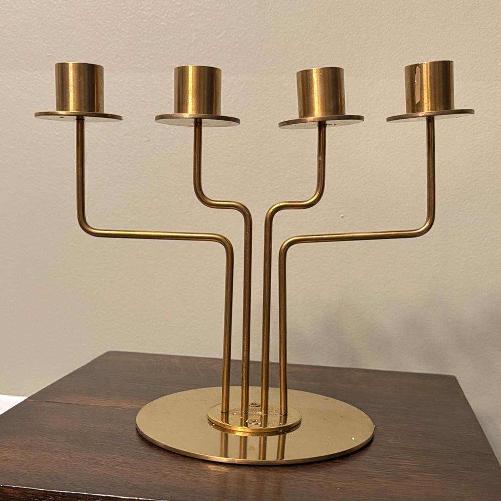 VTG IKEA PÄRLBAND Brass Candelabra | 4-Arm Gold Candle Holder MCM Theo Möller
